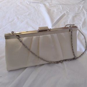 Very elegant White Satin Clutch Evening Bag